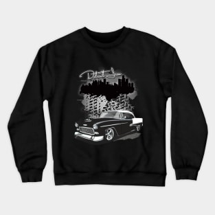 1955 Black Chevy Bel Air Detroit Iron Print Crewneck Sweatshirt